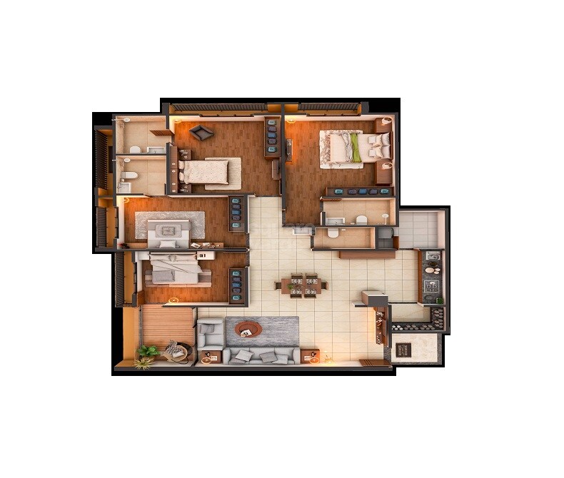 Floor plan of 4 BHK 3015 Sq. Ft. Apartment in Satyasankalp Naroda Lavish, Ahmedabad