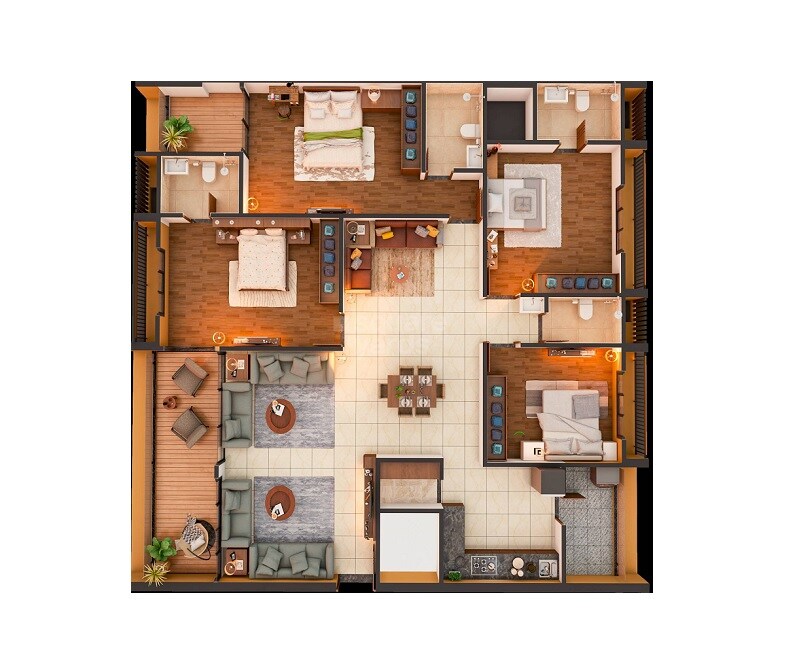 Floor plan of 4 BHK 3510 Sq. Ft. Apartment in Satyasankalp Naroda Lavish, Ahmedabad