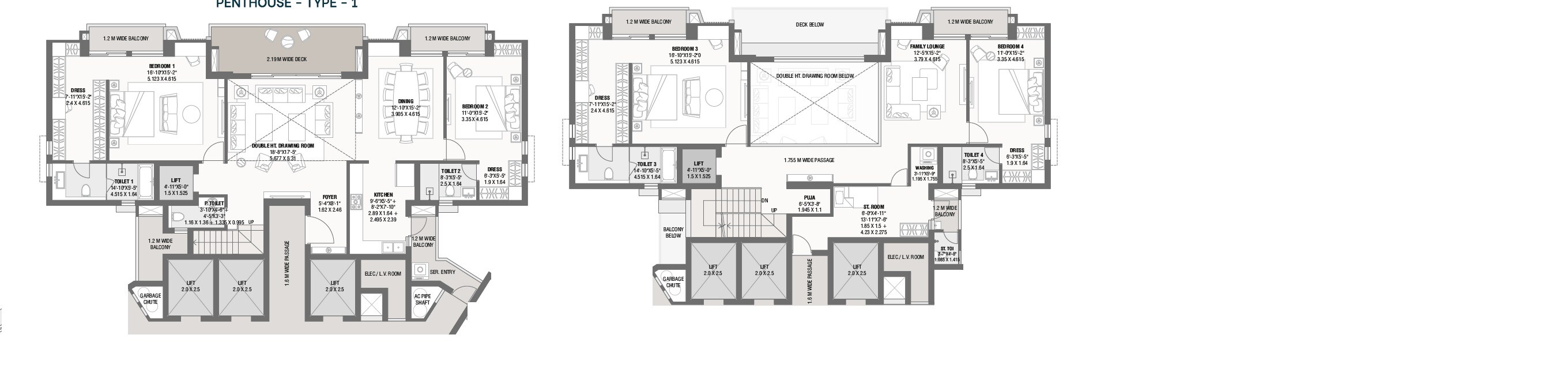 Floor plan of 4 BHK 6200 Sq. Ft. Penthouse in Savvy Marina, Ahmedabad