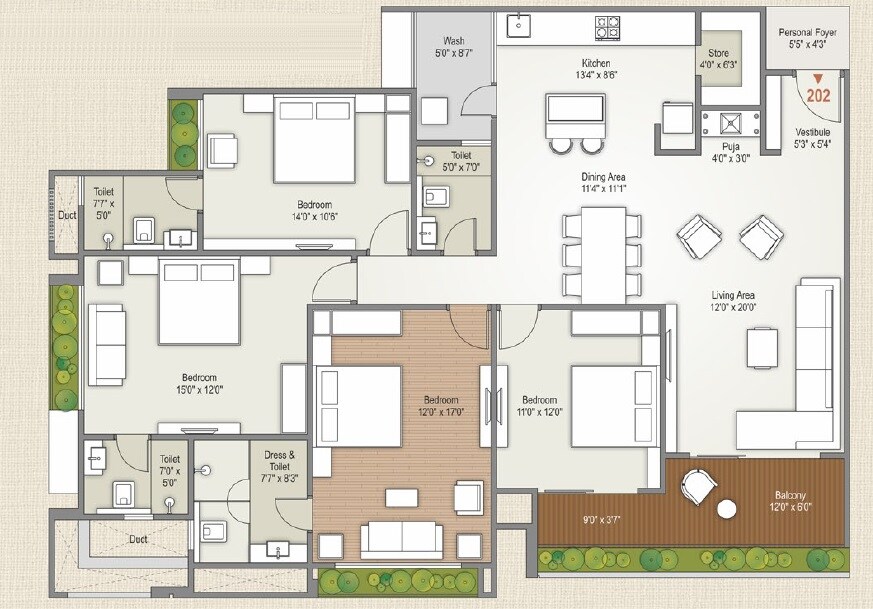 Floor plan of 4 BHK 3262 Sq. Ft. Apartment in Shafalya Aurum Legacy, Ahmedabad
