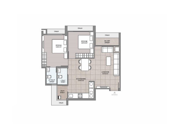 Floor plan of 3 BHK 1314 Sq. Ft. Apartment in Shaligram Prime, Ahmedabad