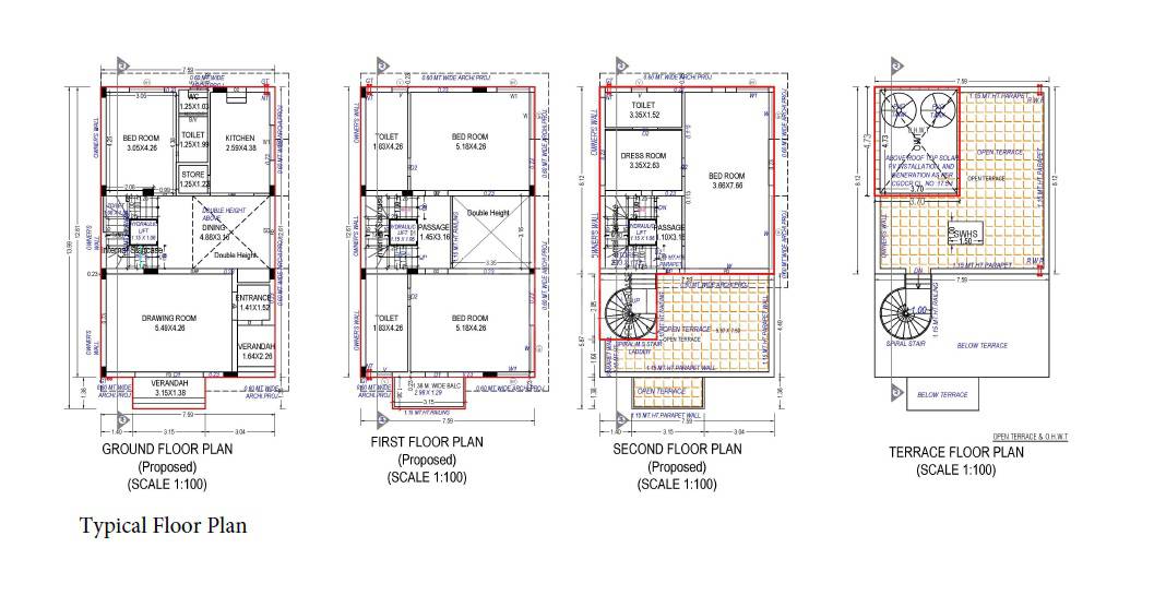 Floor plan of 4 BHK 2757 Sq. Ft. Villa in Shilaj Vaikunth, Ahmedabad