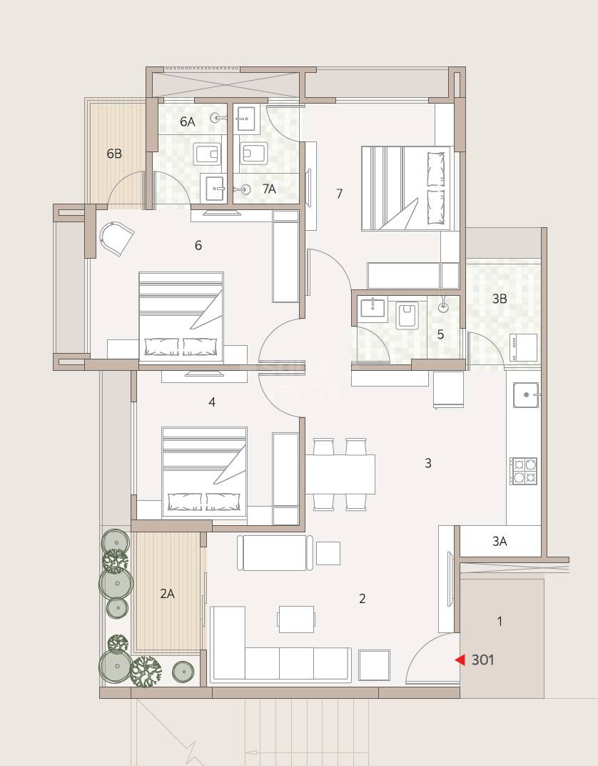 Floor plan of 3 BHK 1750 Sq. Ft. Apartment in Shilp Serene, Ahmedabad