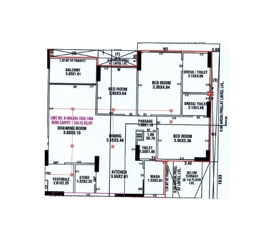 3 BHK 1445 Sq. Ft. Apartment