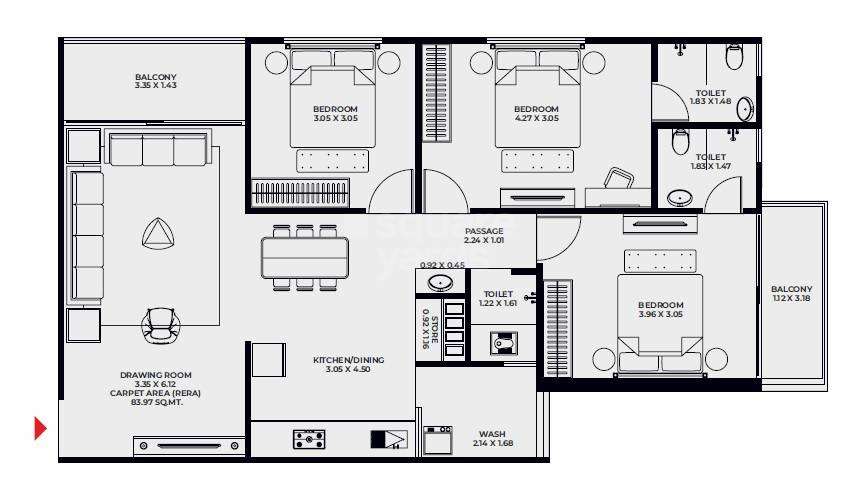 3 BHK 904 Sq. Ft. Apartment in Shiv Swagatam Elenza