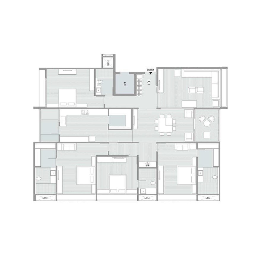 Floor plan of 4 BHK 4014 Sq. Ft. Apartment in Shivalik Paradise, Ahmedabad