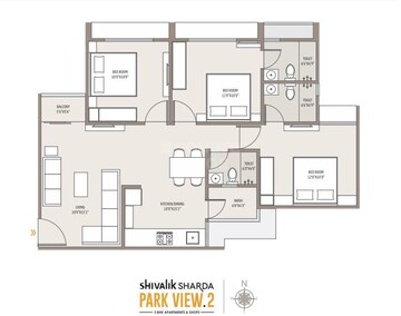  3 BHK Apartment at Shivalik Sharda Park View 2, Shela – for Rent