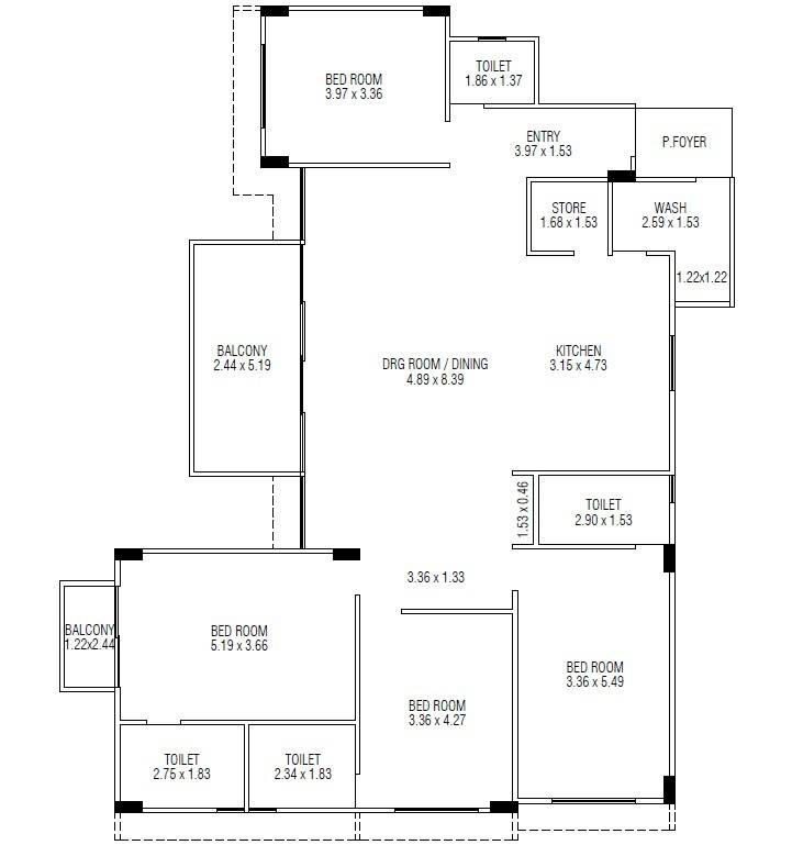 Floor plan of 4 BHK 1722 Sq. Ft. Apartment in Shivanta The Taurus, Ahmedabad