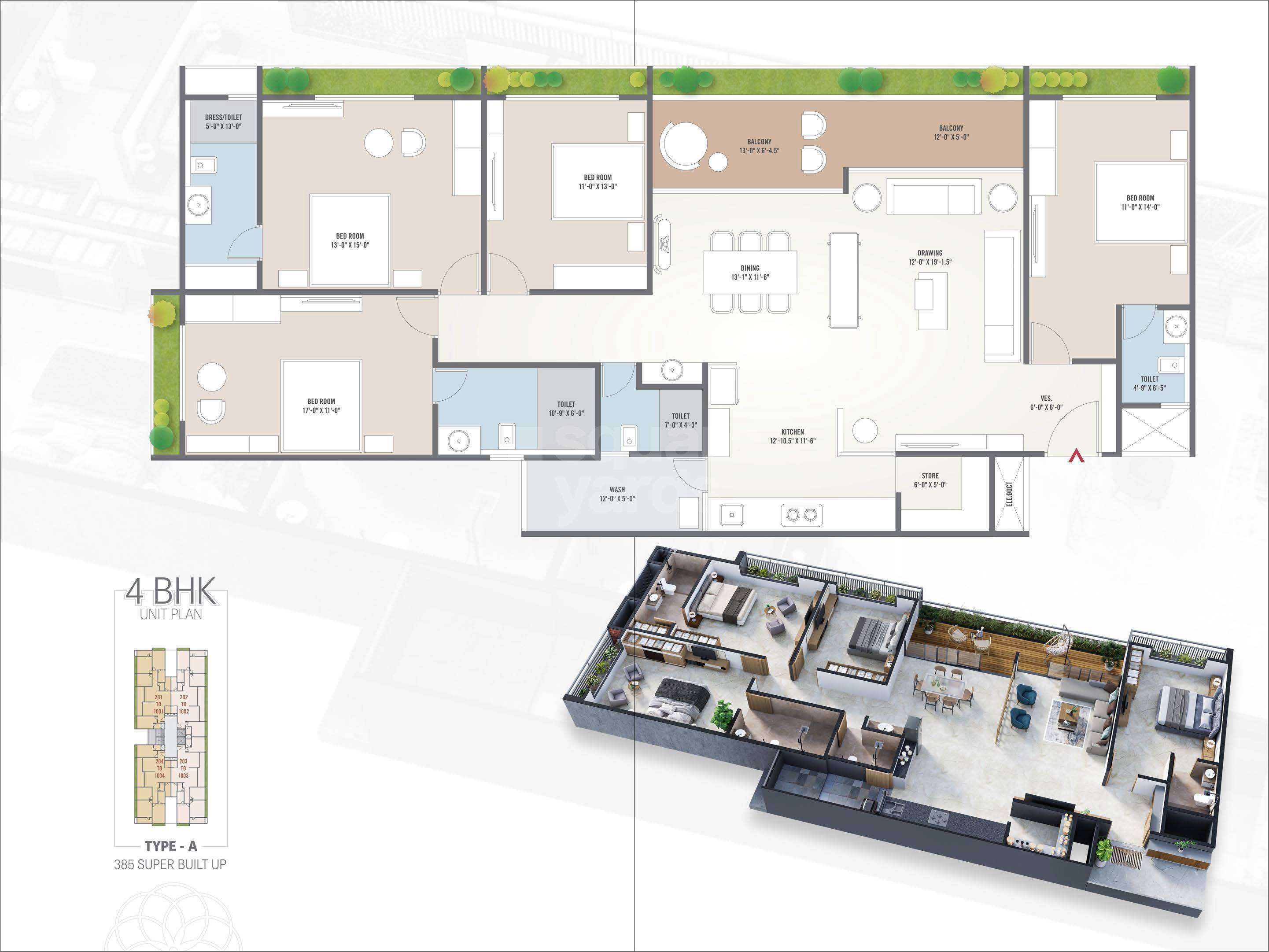 4 BHK 3465 Sq. Ft. Apartment in Shlokam Sharnam