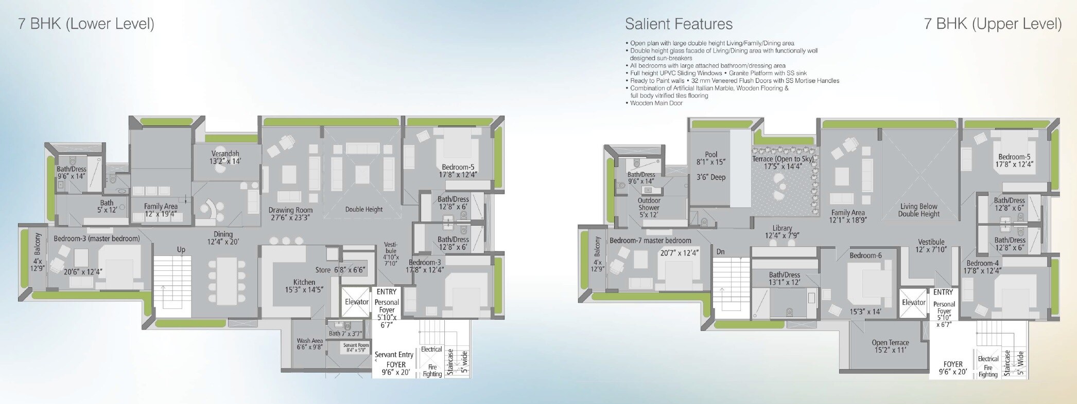 Floor plan of 7 BHK 12000 Sq. Ft. Penthouse in Shree Balaji Wind Park, Ahmedabad