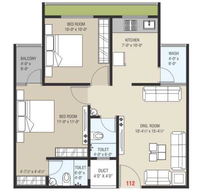 2 BHK 1035 Sq. Ft. Apartment