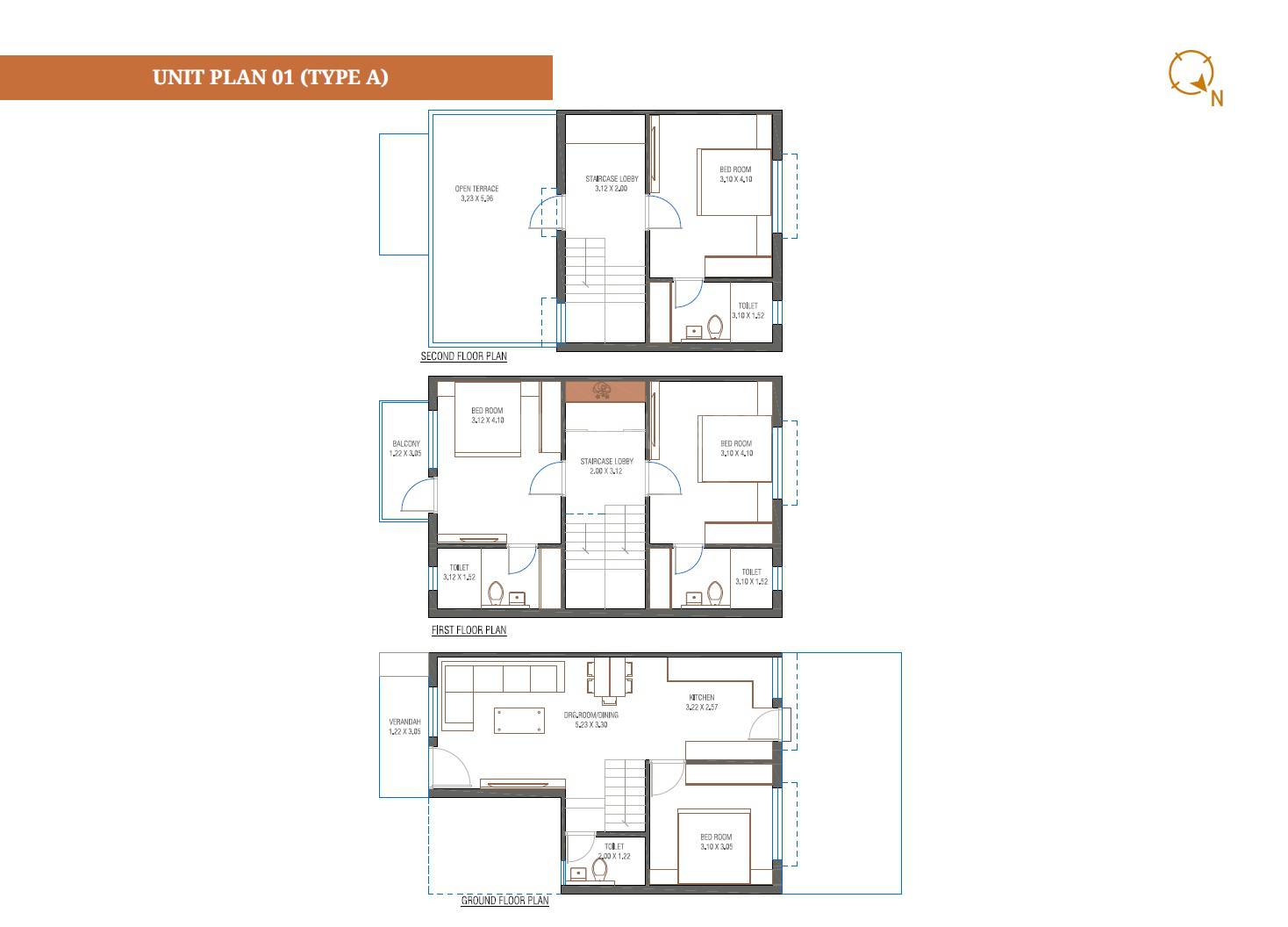 Floor plan of 4 BHK 1179 Sq. Ft. Villa in Shree Sentosa Royal, Ahmedabad