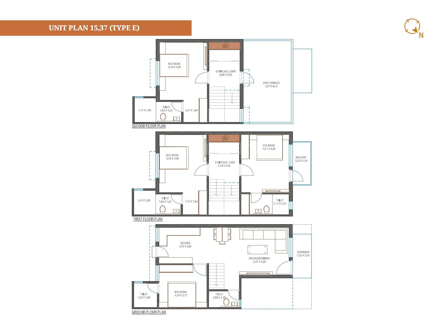Floor plan of 4 BHK 1310 Sq. Ft. Villa in Shree Sentosa Royal, Ahmedabad
