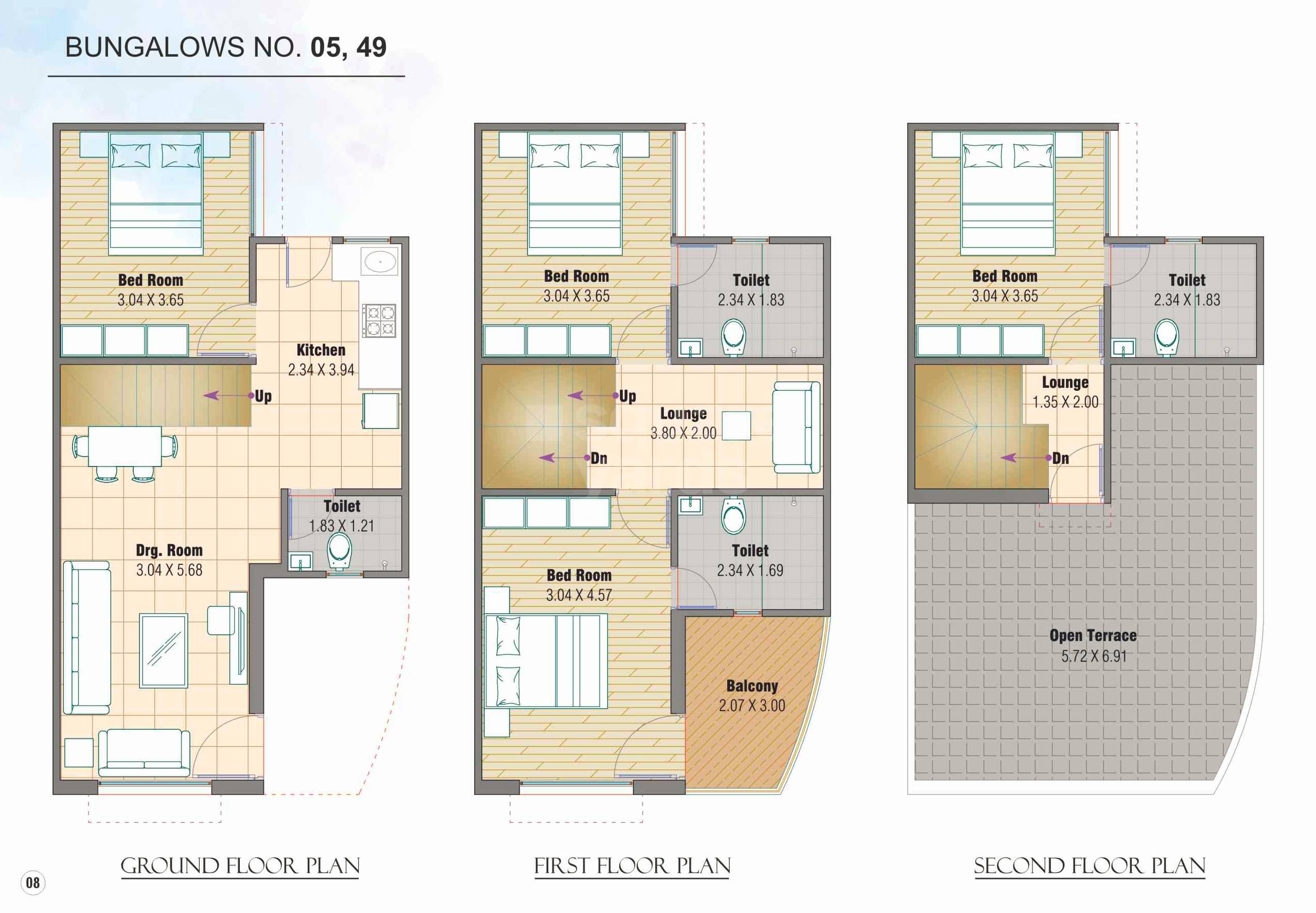 Floor plan of 4 BHK 1250 Sq. Ft. Villa in Shree Shivalay Haritage, Ahmedabad
