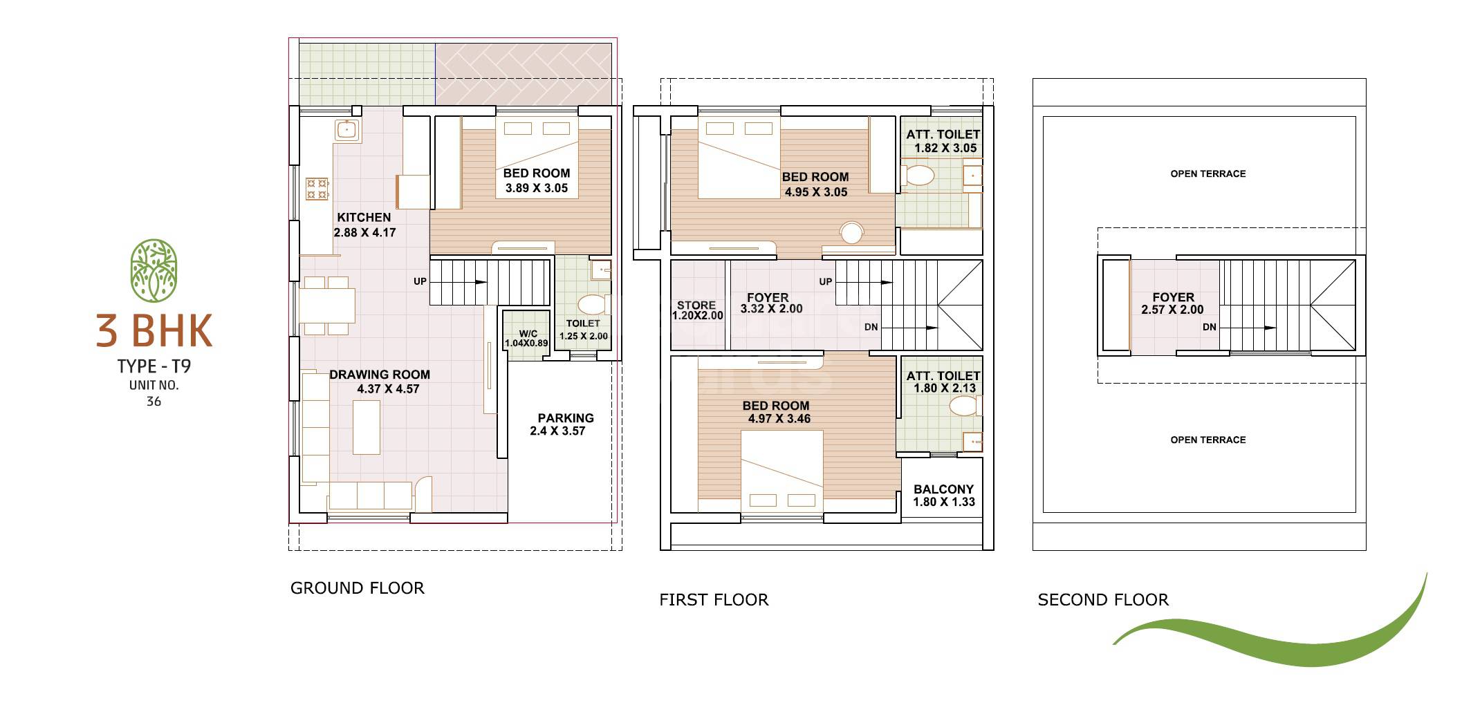 Floor plan of 3 BHK 2583 Sq. Ft. Villa in Shree The Luxuria, Ahmedabad