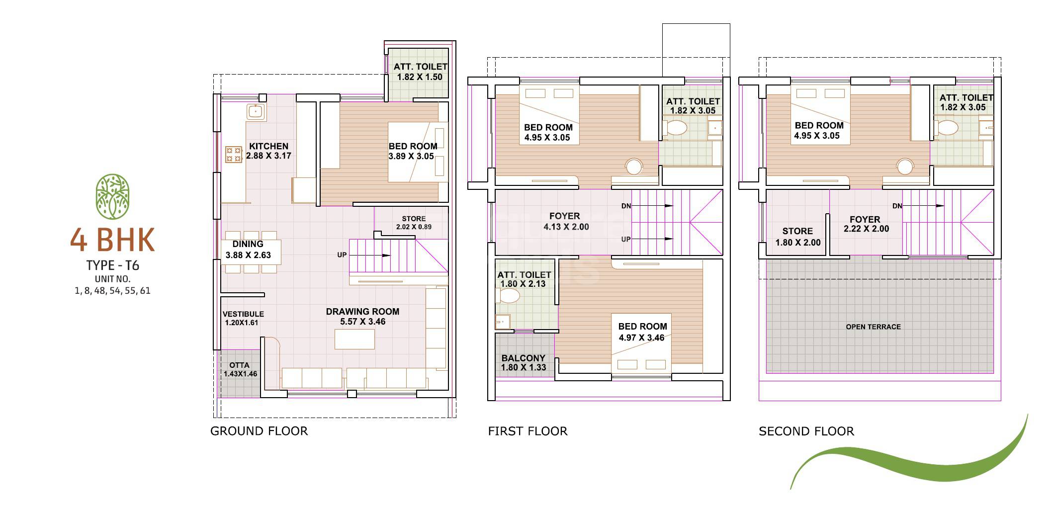 Floor plan of 4 BHK 3105 Sq. Ft. Villa in Shree The Luxuria, Ahmedabad