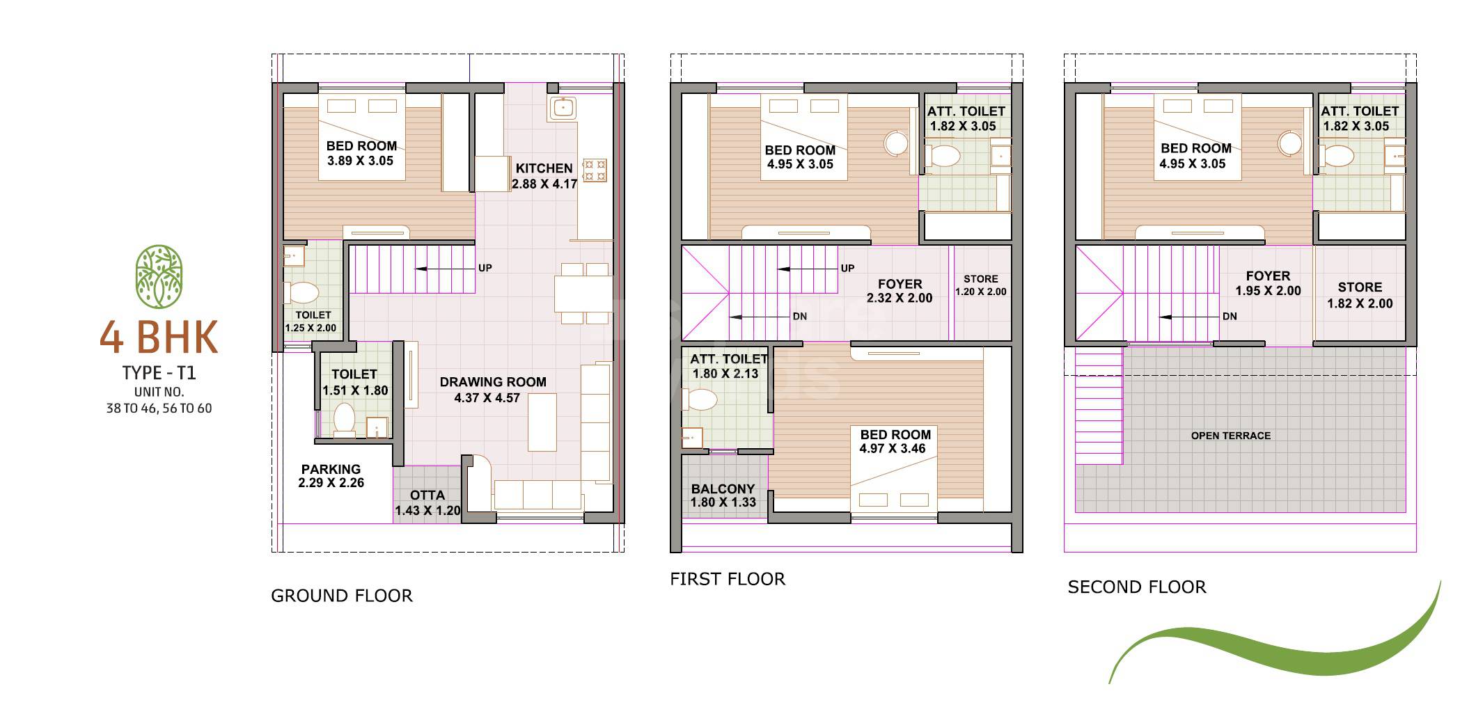 Floor plan of 4 BHK 3110 Sq. Ft. Villa in Shree The Luxuria, Ahmedabad