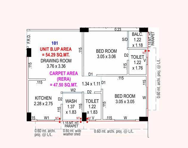 2 BHK 511 Sq. Ft. Apartment