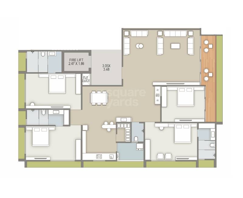 Floor plan of 4 BHK 2019 Sq. Ft. Apartment in Shreedhar Sharan, Ahmedabad