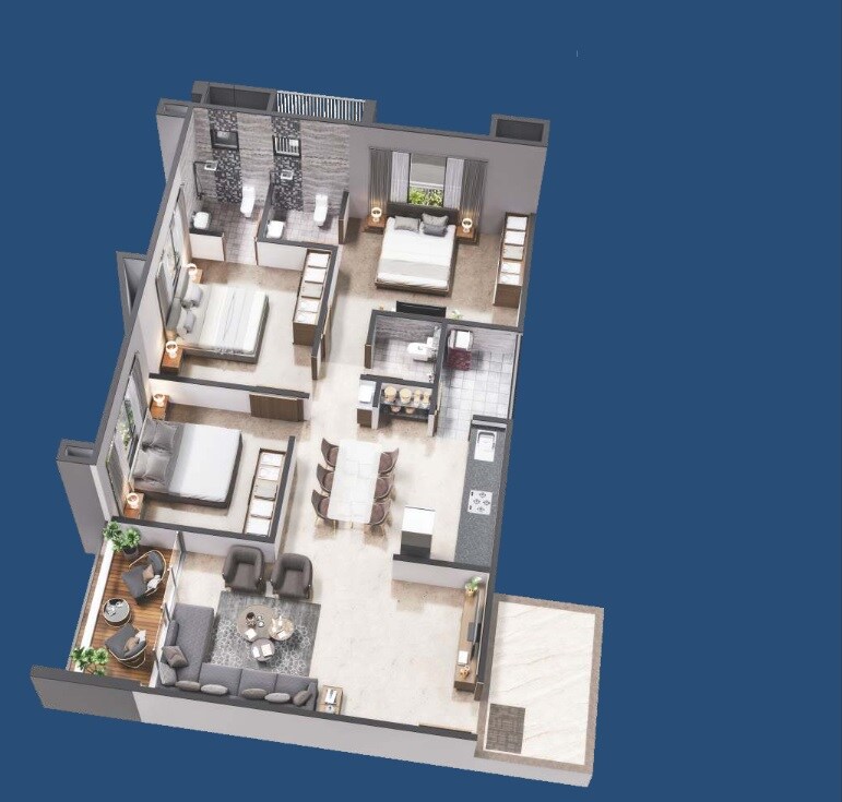 3 BHK 1142 Sq. Ft. Apartment