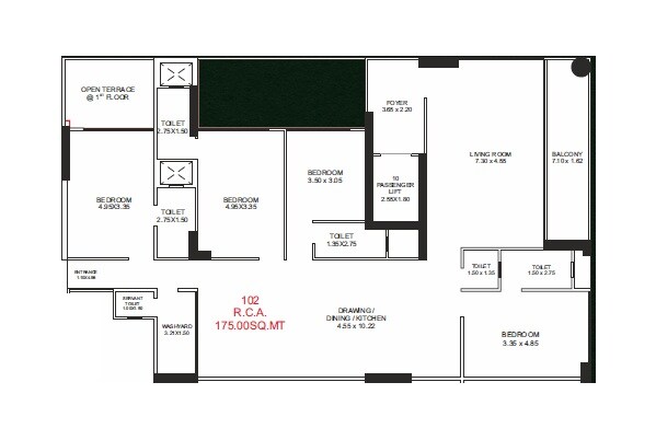 Floor plan of 4 BHK 1884 Sq. Ft. Apartment in Shrimleela Saffron, Ahmedabad