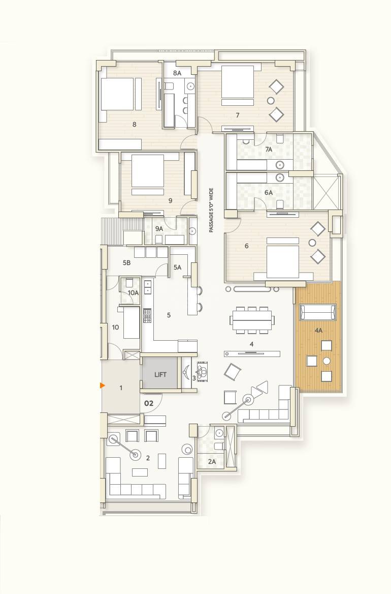 Floor plan of 4 BHK 2578 Sq. Ft. Apartment in Shrinivas Supercity L3, Ahmedabad