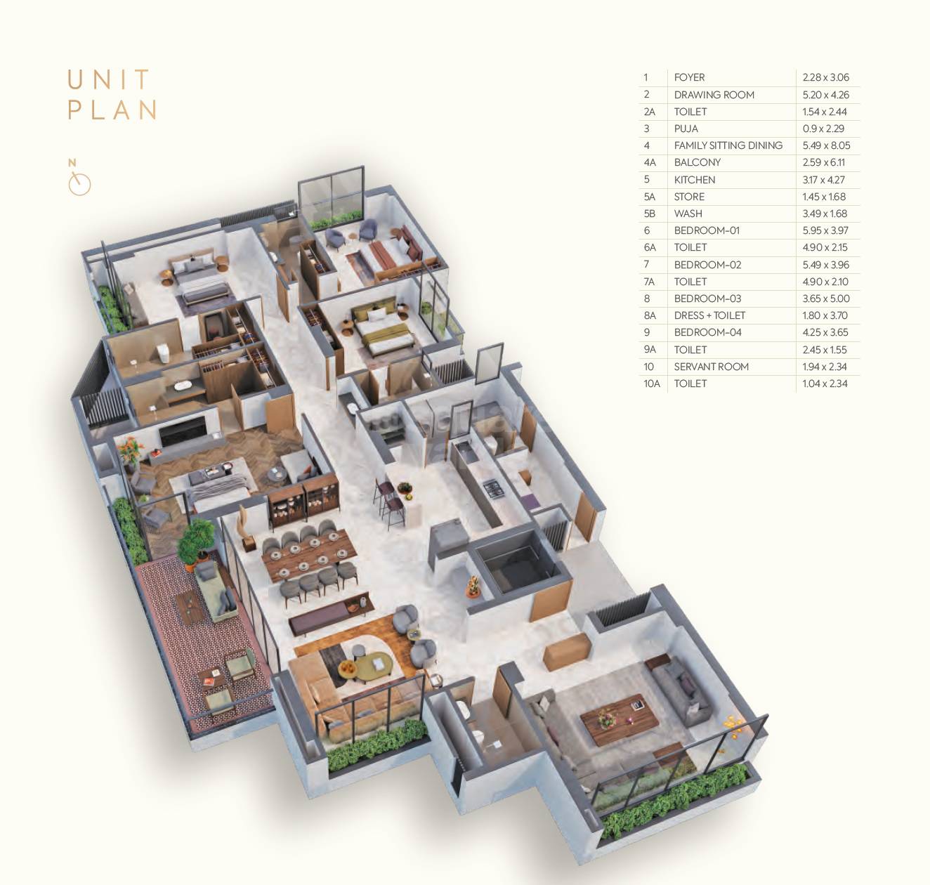 Floor plan of 4 BHK 4459 Sq. Ft. Apartment in Shrinivas Supercity L3, Ahmedabad