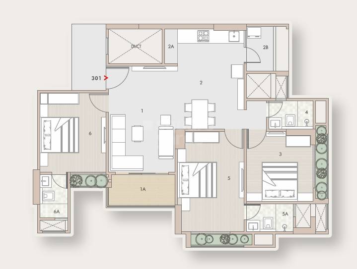 Floor plan of 3 BHK 1750 Sq. Ft. Apartment in Shubham Anthem, Ahmedabad