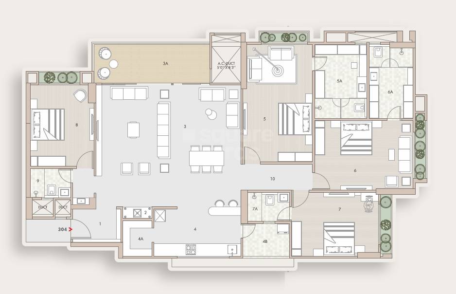 Floor plan of 4 BHK 4075 Sq. Ft. Apartment in Shubham Anthem, Ahmedabad