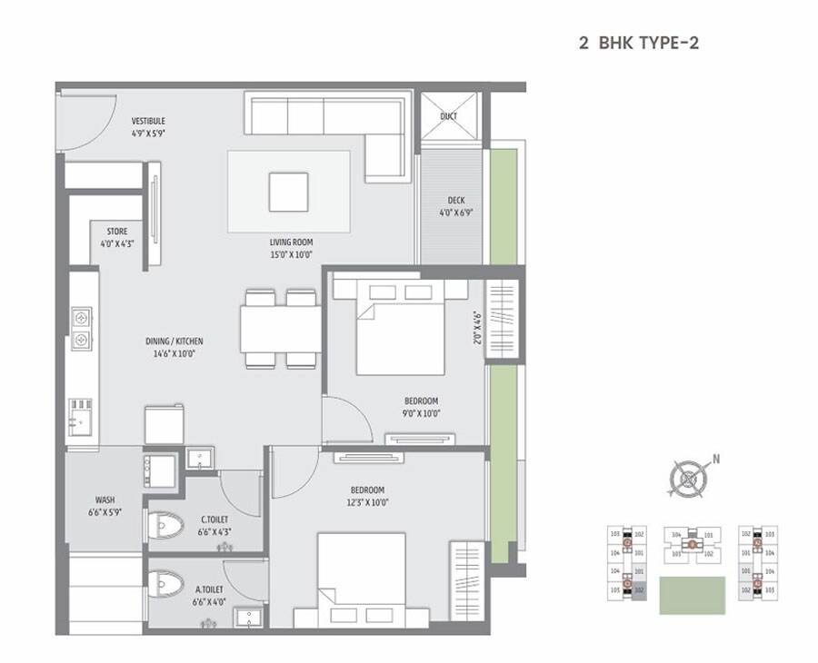 2 BHK 1278 Sq. Ft. Apartment