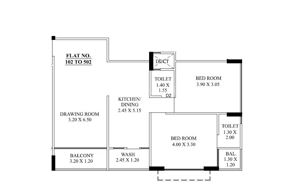 Floor plan of 2 BHK 1800 Sq. Ft. Apartment in Shubharambh Residency Hanspura, Ahmedabad