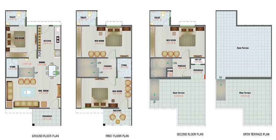 Floor plan of 4 BHK 1562 Sq. Ft. Villa in Siddheswar Shree Shivanta Heritage, Ahmedabad