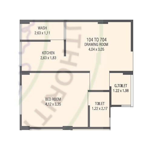 1 BHK 330 Sq. Ft. Apartment