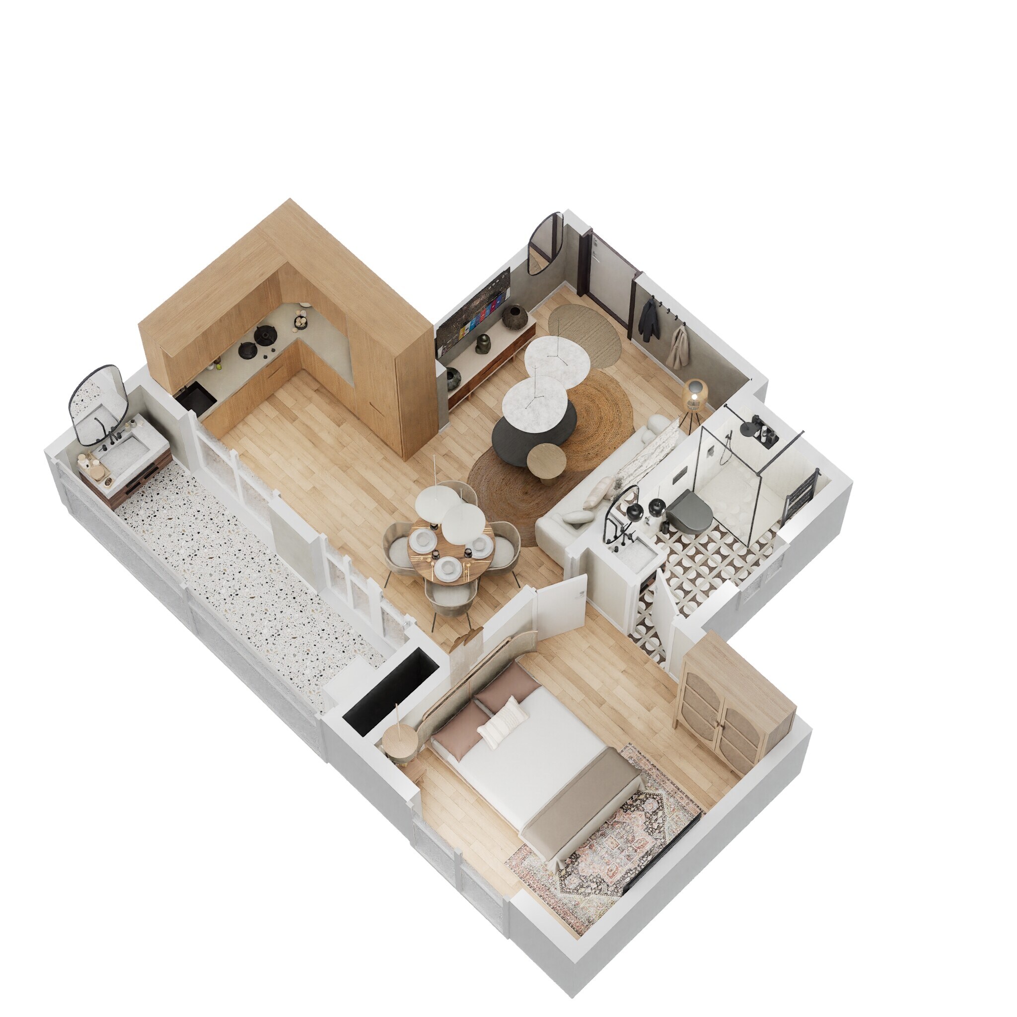 1 BHK 736 Sq. Ft. Apartment