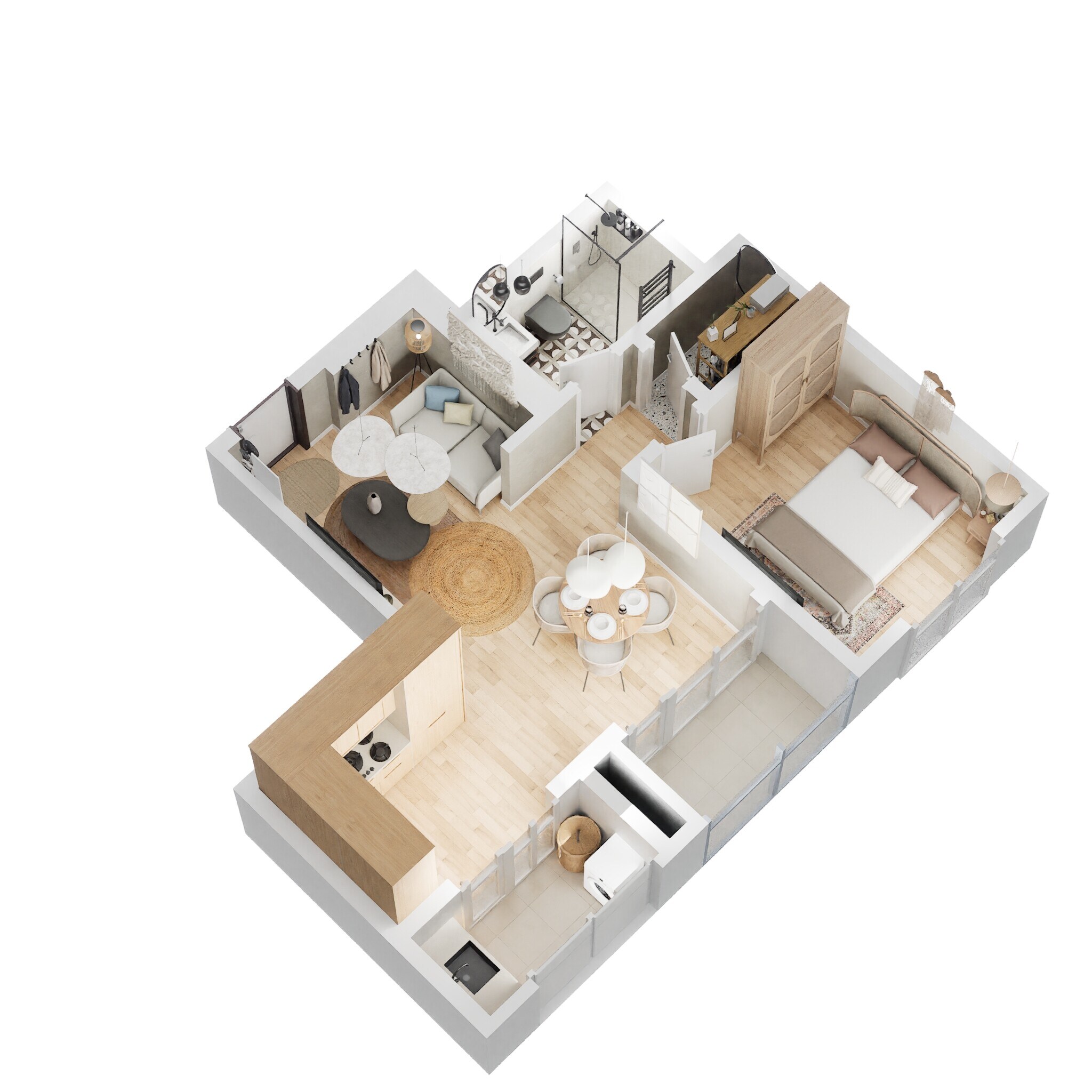Floor plan of 1 BHK 827 Sq. Ft. Apartment in Sobha Dream Heights, Ahmedabad