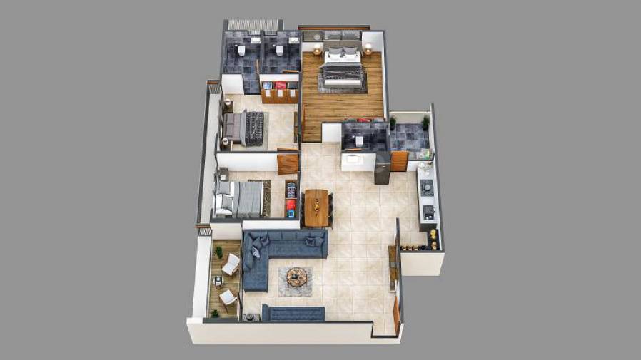 Floor plan of 3 BHK 2529 Sq. Ft. Apartment in Somnath Viva Luxuria, Ahmedabad