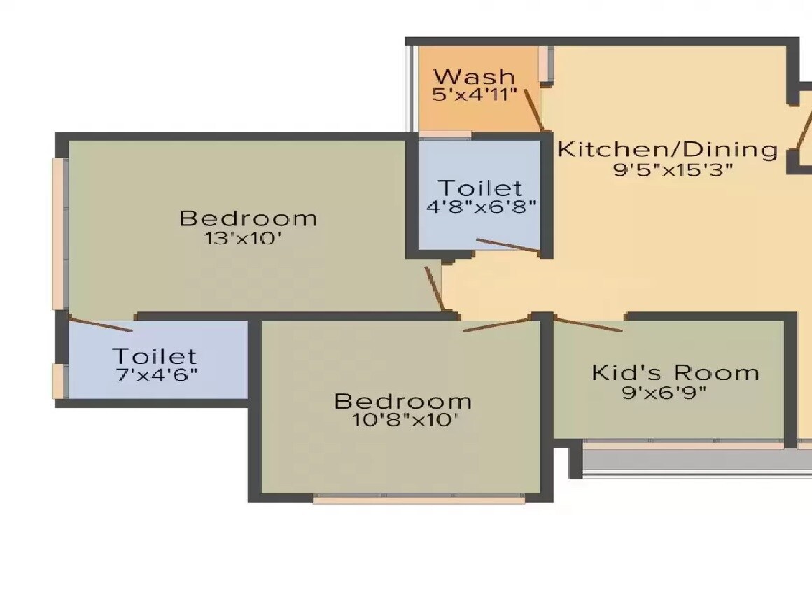 Floor plan of 2 BHK 1255 Sq. Ft. Apartment in Sun Aspire, Ahmedabad