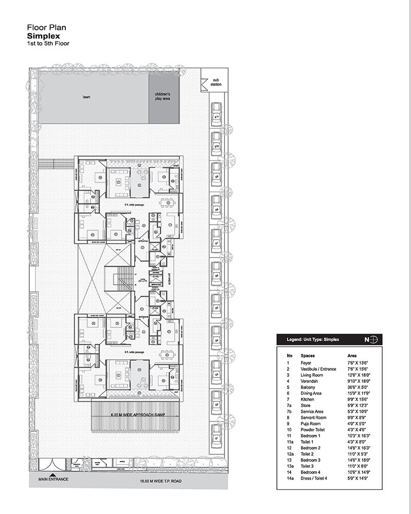 Floor plan of 4 BHK 4525 Sq. Ft. Apartment in Sun Evoq, Ahmedabad