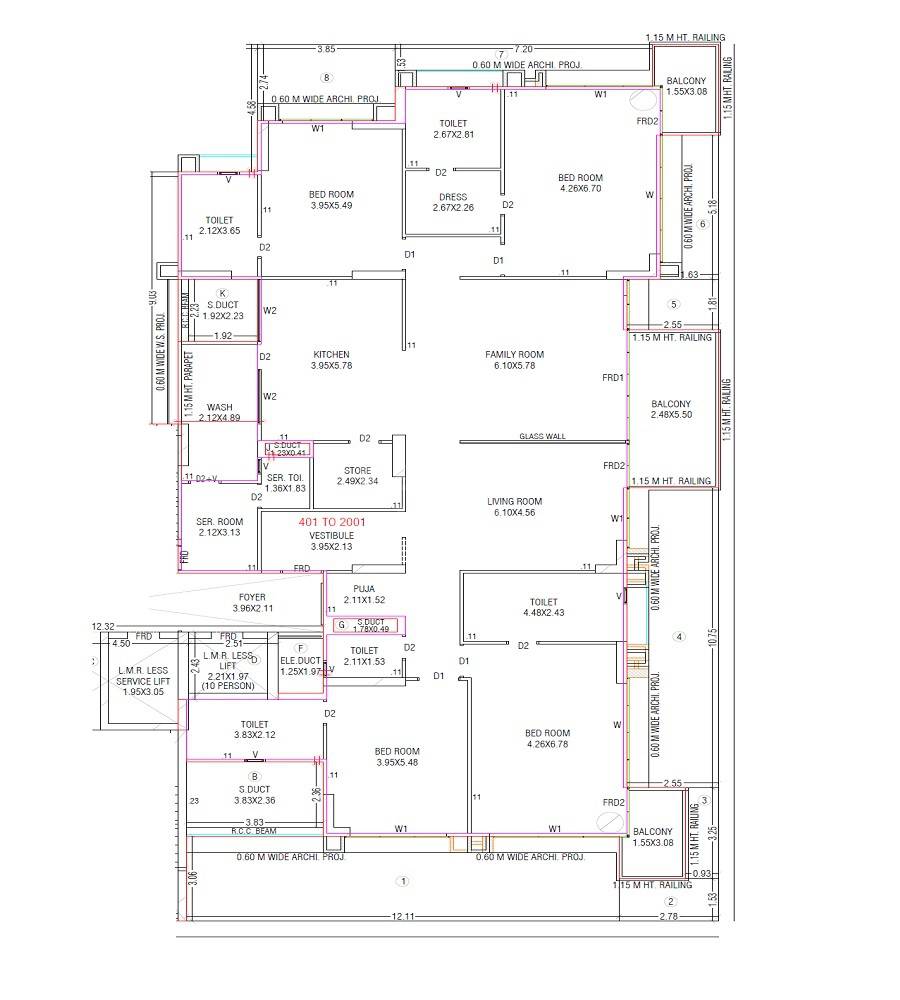 Floor plan of 5 BHK 3978 Sq. Ft. Apartment in Sun The Kimana Towers, Ahmedabad
