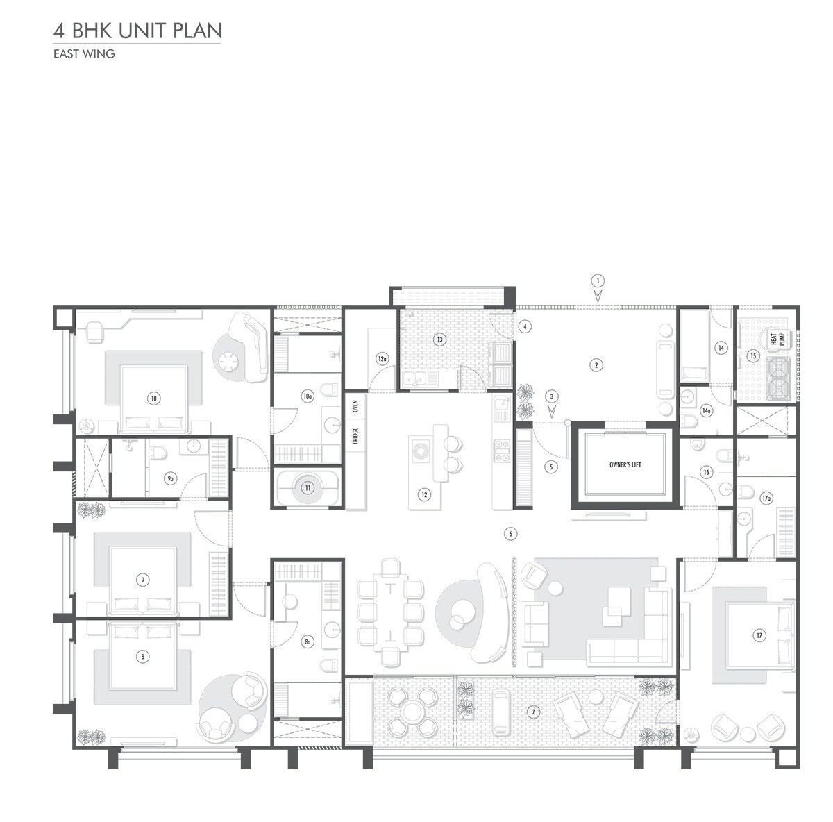 Floor plan of 4 BHK 2526 Sq. Ft. Apartment in Sun The Quad, Ahmedabad