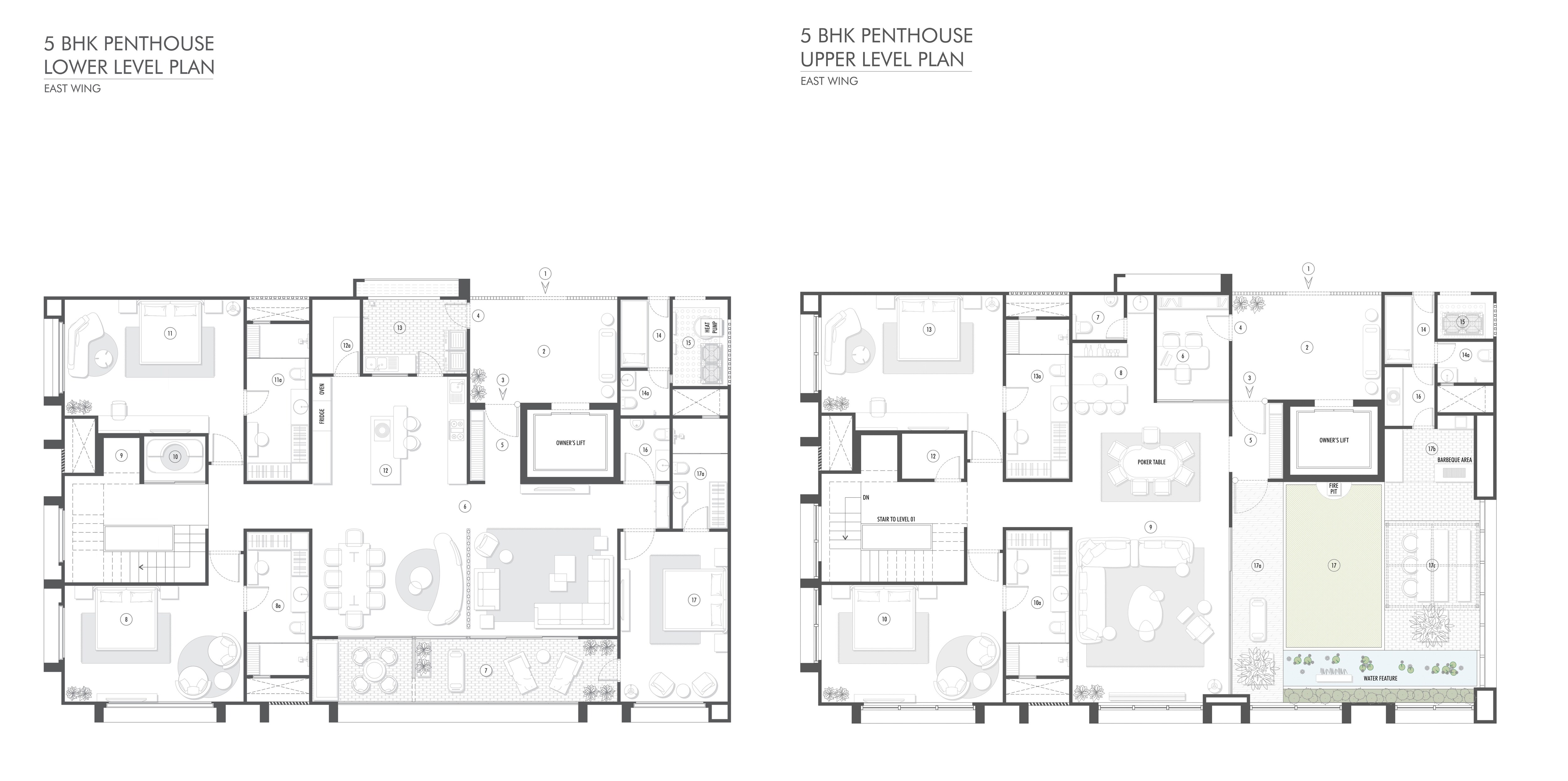 Floor plan of 5 BHK 4526 Sq. Ft. Penthouse in Sun The Quad, Ahmedabad