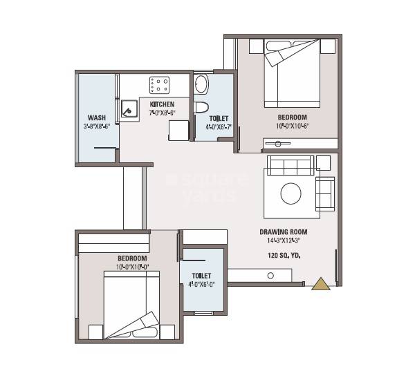 2 BHK 1080 Sq. Ft. Apartment