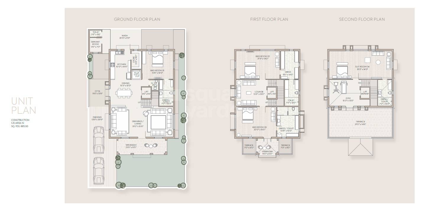 Floor plan of 4 BHK 6165 Sq. Ft. Villa in Supercity Lifestyle Township, Ahmedabad