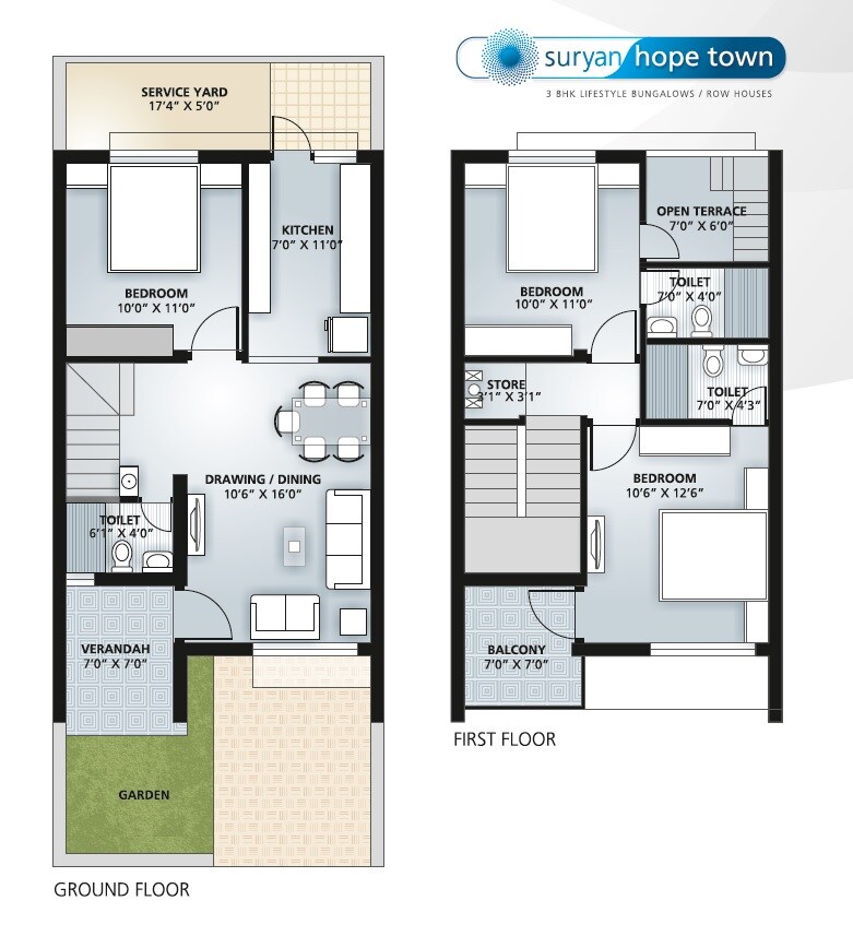 Floor plan of 3 BHK 4950 Sq. Ft. Villa in Suryan Hope Town, Ahmedabad