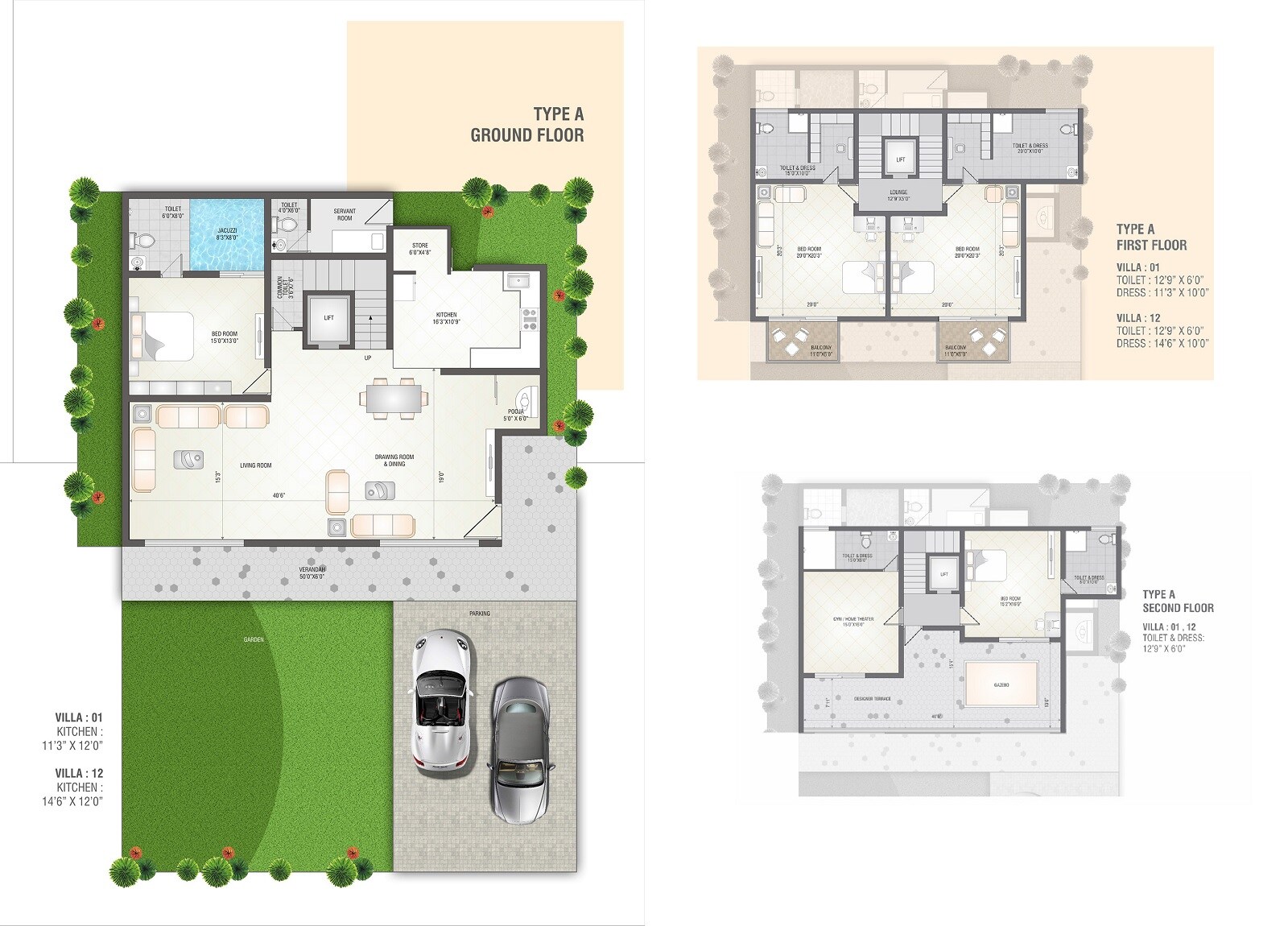 Floor plan of 5 BHK 6570 Sq. Ft. Villa in Swagat Bagan Ville, Ahmedabad