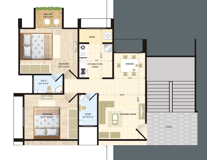 2 BHK 1152 Sq. Ft. Apartment