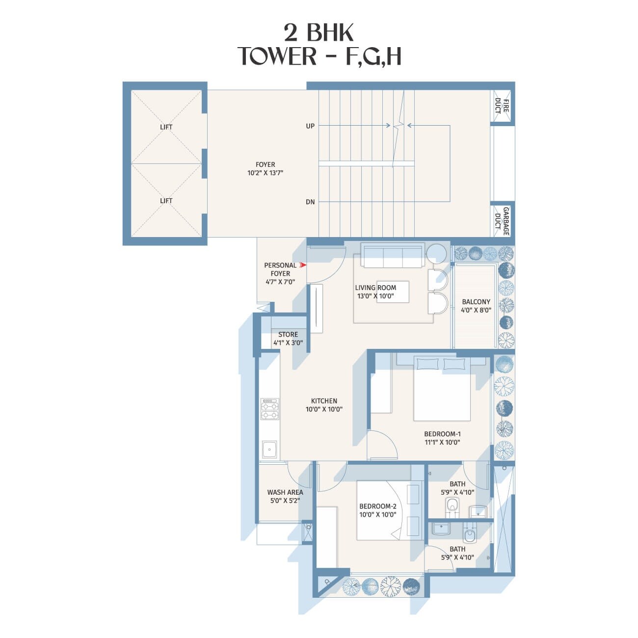 2 BHK 1251 Sq. Ft. Apartment