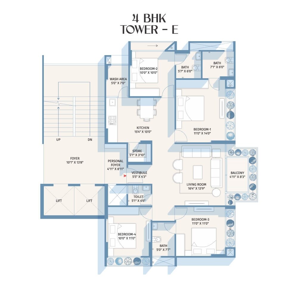 4 BHK 2484 Sq. Ft. Apartment
