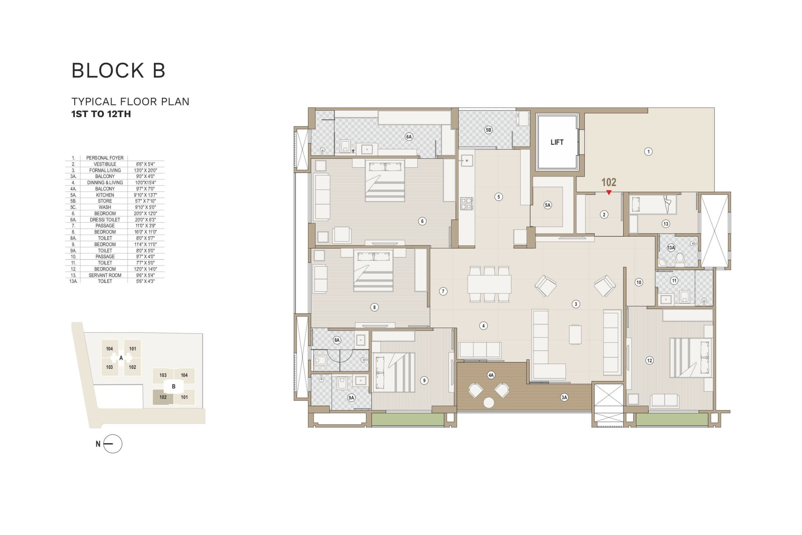 Floor plan of 4 BHK 3593 Sq. Ft. Apartment in Swati Symphony, Ahmedabad