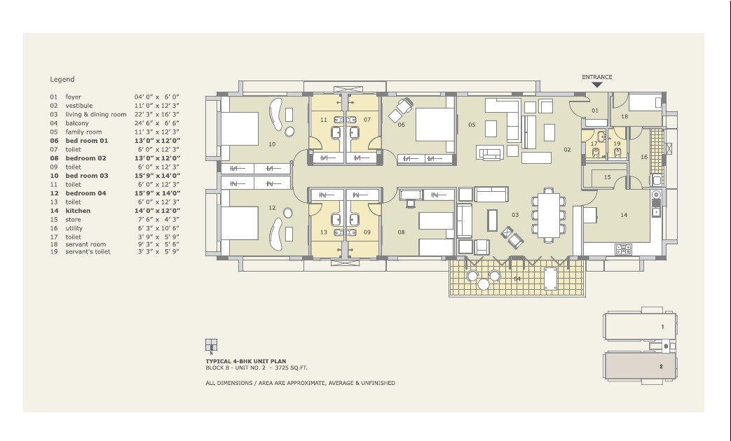 Floor plan of 4 BHK 3725 Sq. Ft. Apartment in Synthesis Altius 3, Ahmedabad